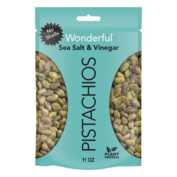 Wonderful Pistachios, No Shells, Sea Salt & Vinegar Flavored Nuts, 11 Ounce Resealable Pouch - Wa... | Walmart (US)