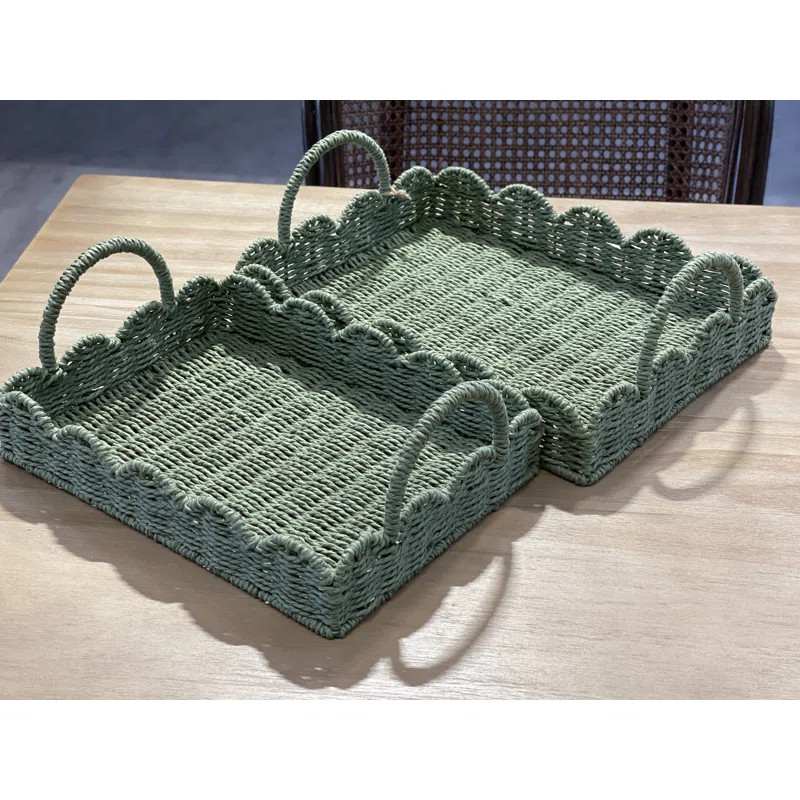 Mashauna Scalloped Farmhouse Tray with Handles | Wayfair North America