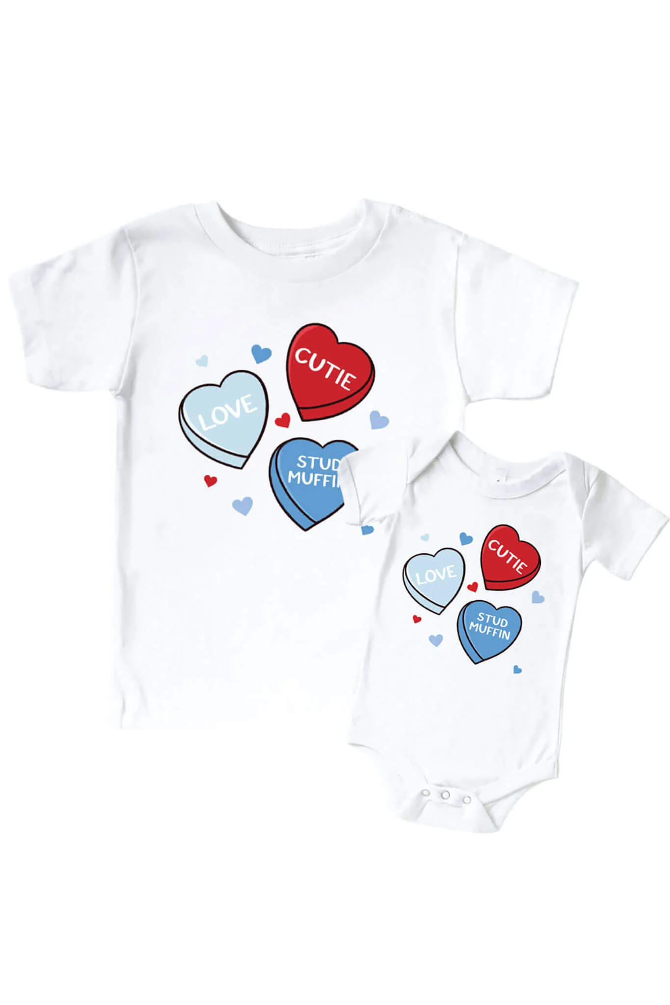 Sweet Like Candy Blue Graphic Bodysuit & Kids Tee | White | Caden Lane