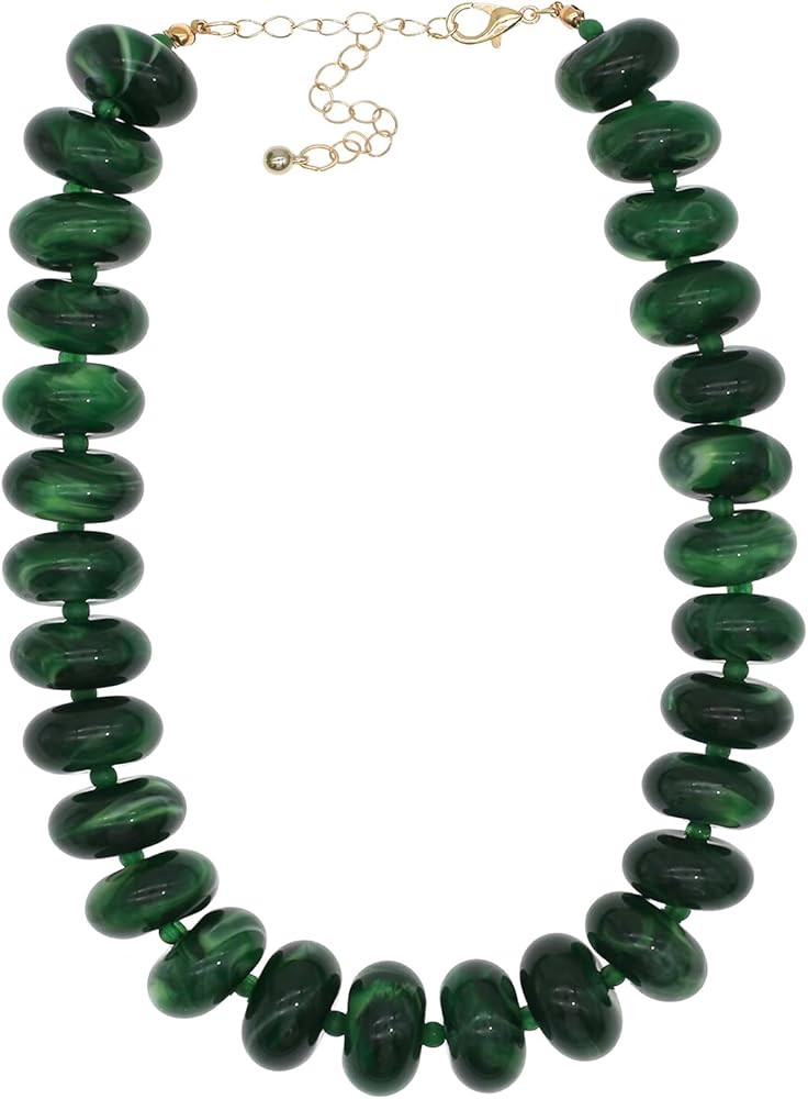Chunky Beaded Necklace for Women Large Big Bead Choker Necklaces Trendy Boho Bold Statement Beads... | Amazon (US)