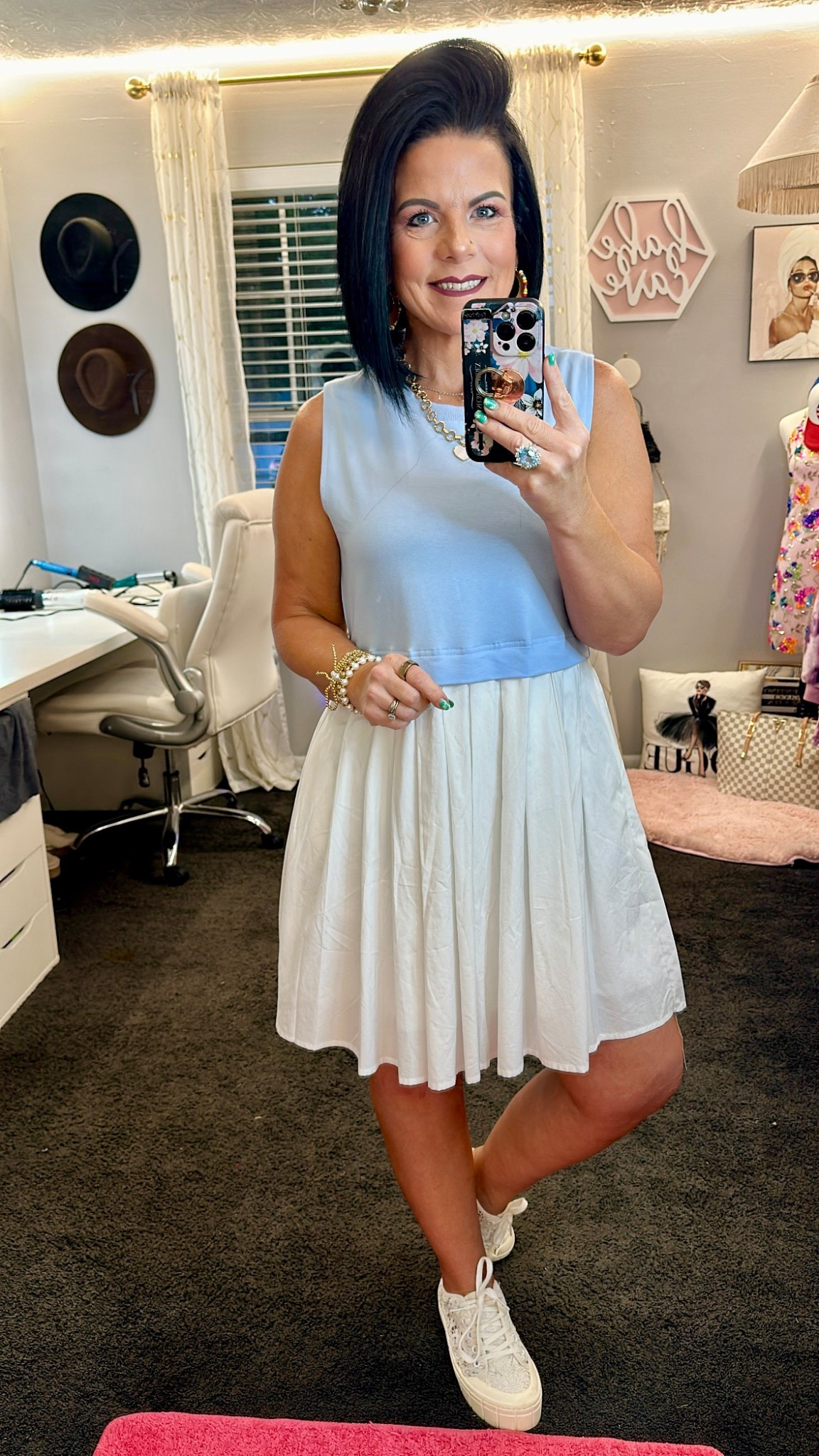 Summer Sweatshirt Dress Sleeveless Casual Patchwork Flowy Pleated A Line Swing Mini Beach Dress
Wearing Small -size down 1 if in between sizes 

#LTKStyleTip #LTKPetite #LTKOver40