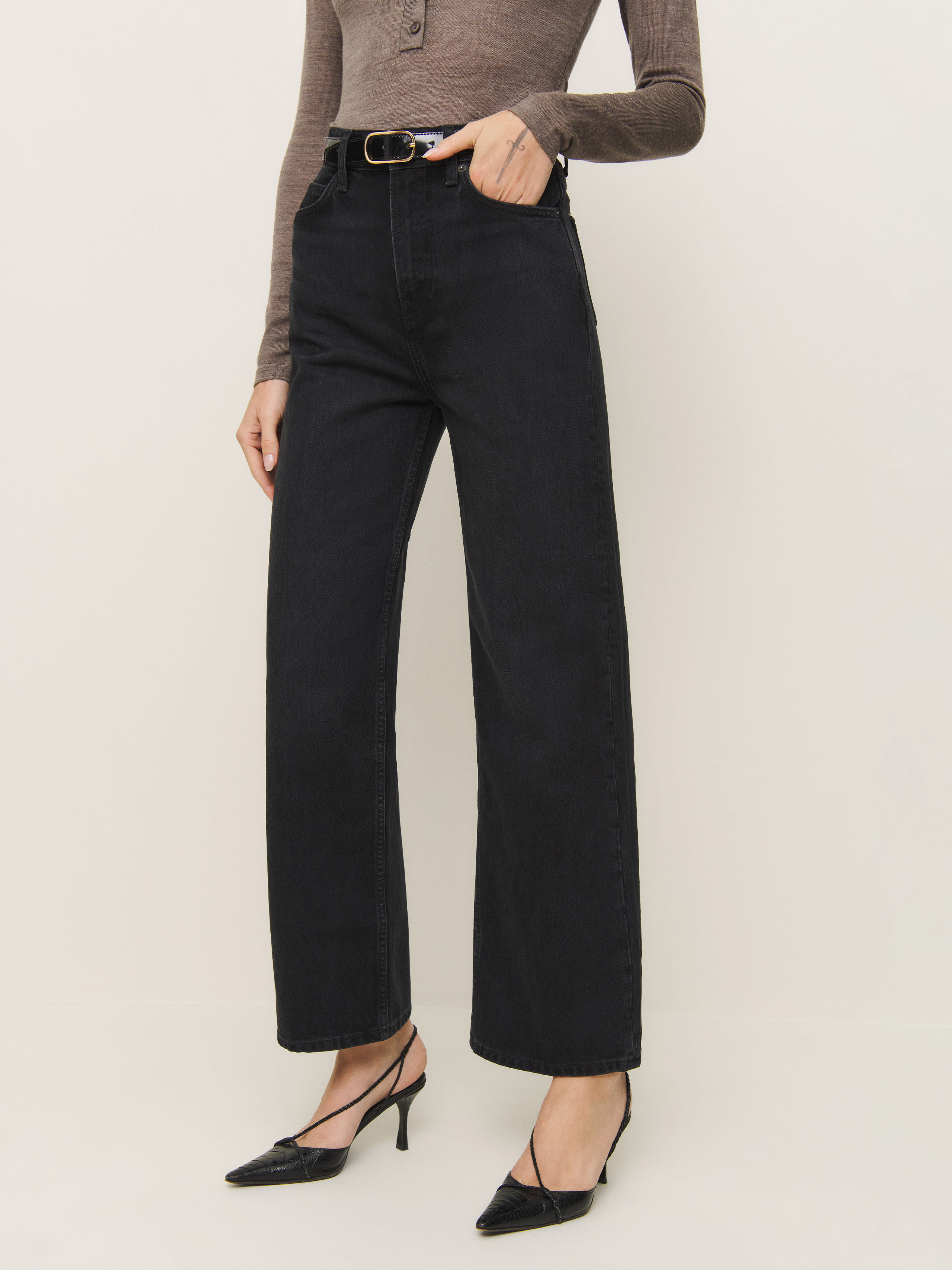 Wilder High Rise Wide Leg Cropped Jeans | Reformation (Global)