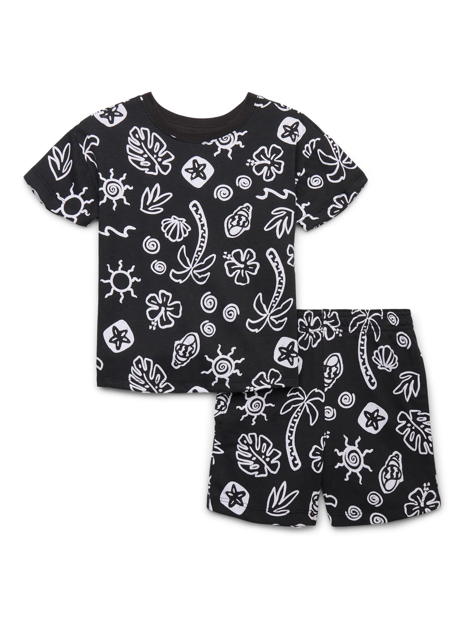Wonder Nation Toddler Boy Printed Jersey Tee and Shorts Set, 2-Piece, Sizes 12M-5T | Walmart (US)