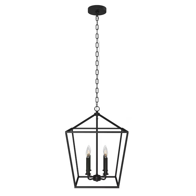 allen + roth Lane 4 -Light Matte Black Transitional Square Medium Indoor/Outdoor Hanging Pendant ... | Lowe's