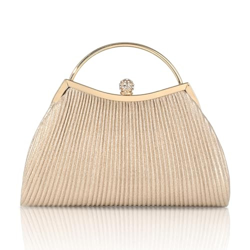 AIBAOWU Womens Sparkly Champagne Gold Clutch Purse Large, Evening Bags and Clutches for Women, Golden Glitter Rhinestone Handbag for Wedding, Prom, Party | Amazon (US)