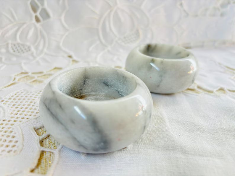 Small Marble Votive Candle Holders, Vintage Round White/gray Veined Tealight Candleholder - Etsy | Etsy (US)