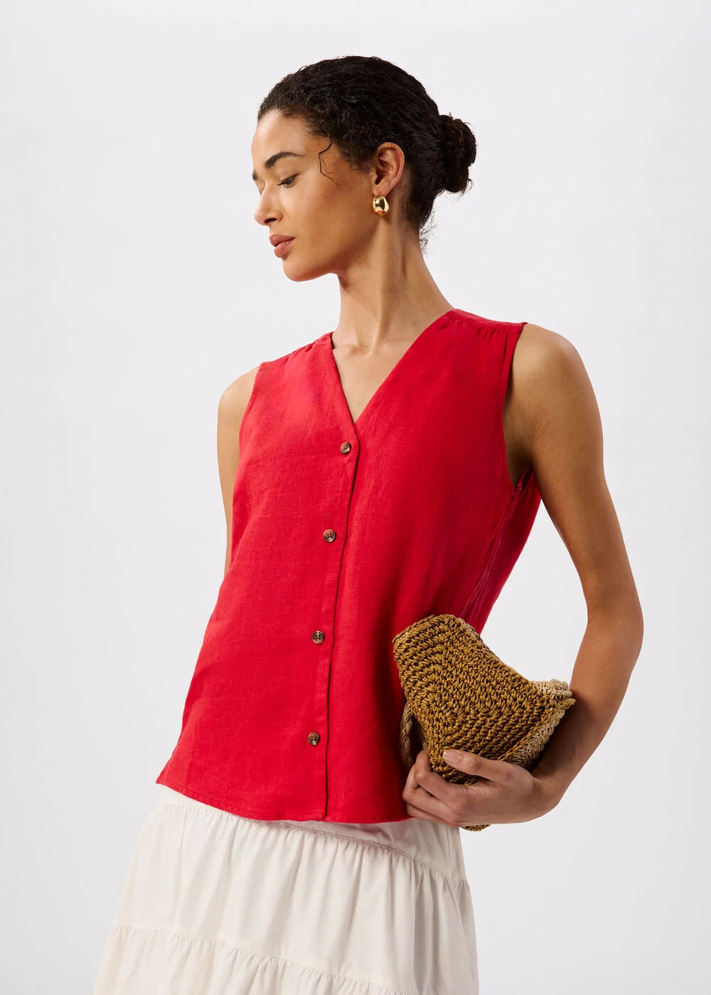 Red Laura Linen Tank | WHISTLES | Whistles UK | | Whistles