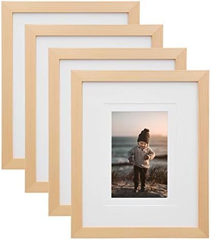 KINLINK 8x10 Picture Frames Natural Wood Frames with HD Plexiglass for Pictures 4x6/5x7 with Mat ... | Amazon (US)