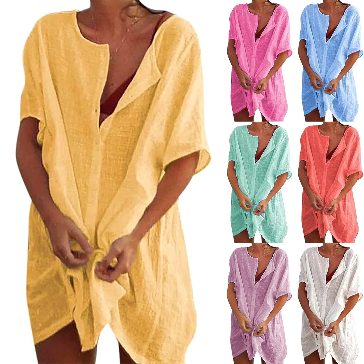 Women's Beach Bikini Cover Up Shirt Summer Swimsuit Beach Cover Up Shirt S-4XL Sun Protection | Walmart (US)