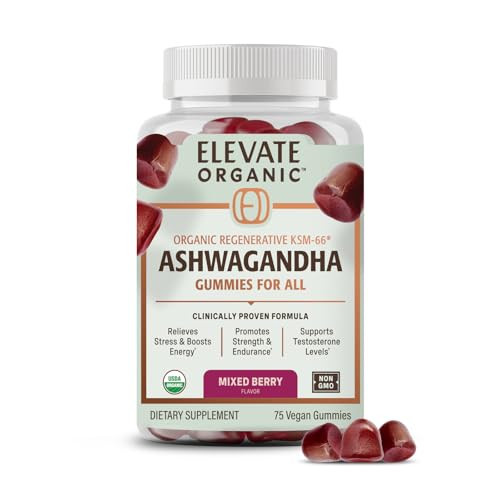 ELEVATE ORGANIC Regenerative Fermented KSM-66 Ashwagandha Vegan Gummies with Acti Veda™, Mixed Berry (600mg, 25 Servings), Up to 150% More Effective Than KSM-66 Alone | Amazon (US)