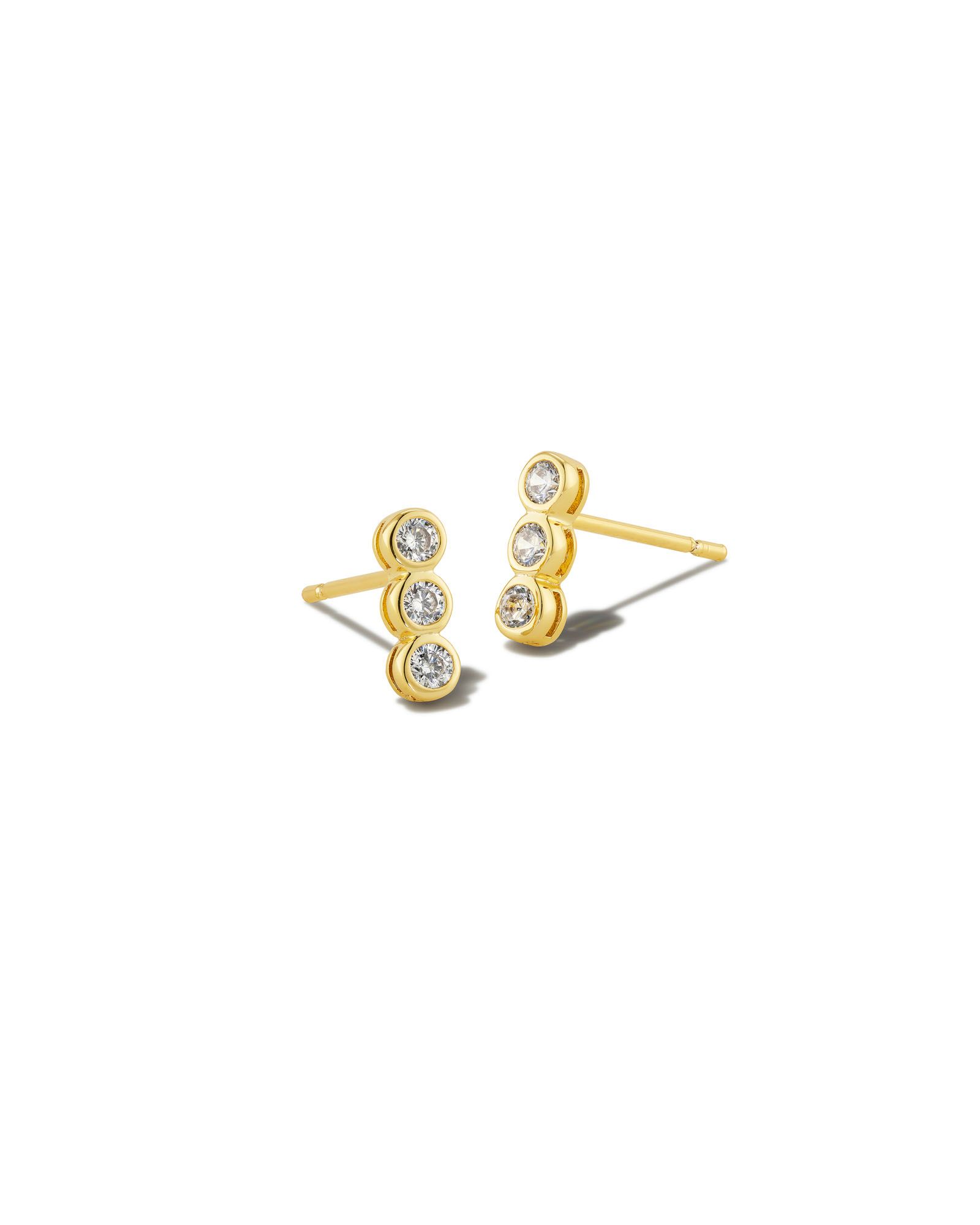 Carmen Gold Stud Earrings in White Crystal | Kendra Scott