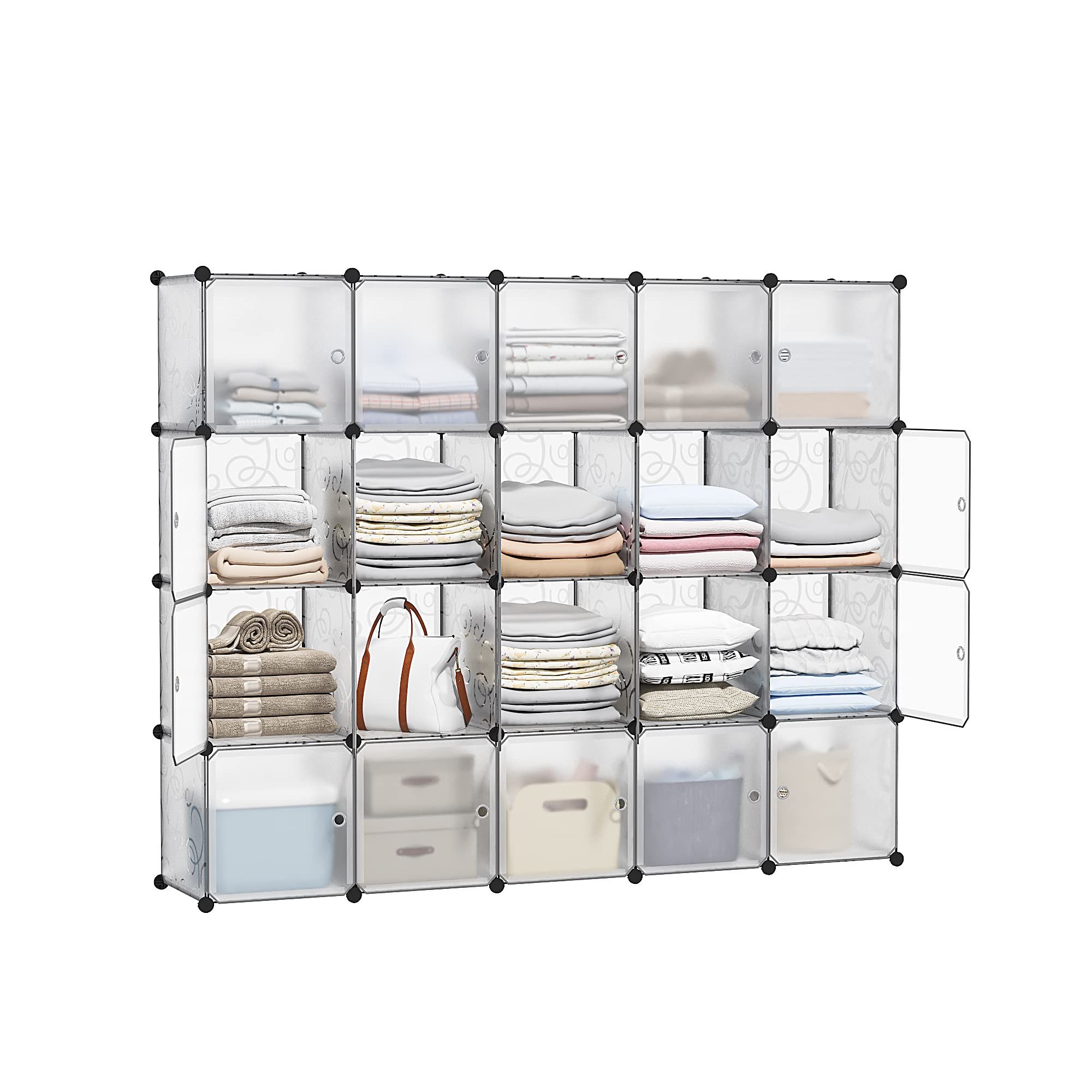 Portable 20-Cube Storage Organizer - 12" × 12" Closet Shelves with Doors, Modular Storage Shelves, D | Amazon (US)