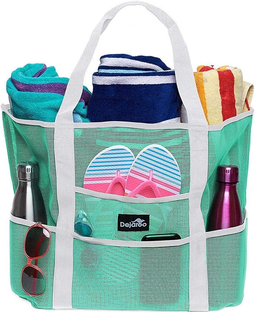 Dejaroo Mesh Beach Bag – Toy Tote Bag – Large Lightweight Market, Grocery & Picnic Tote with ... | Amazon (US)