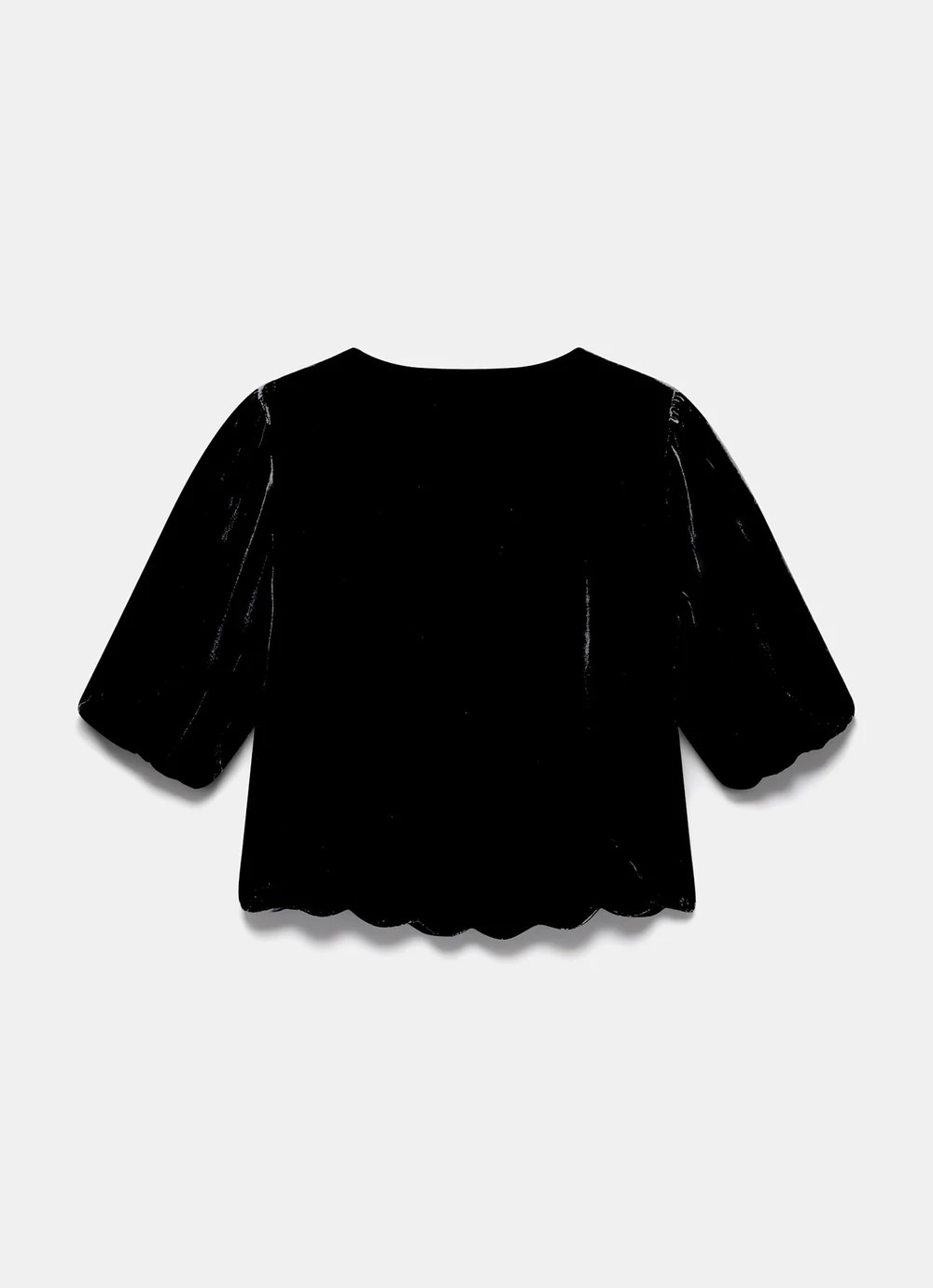 Black Velvet Bow Detail Scallop Trim Top | Mint Velvet