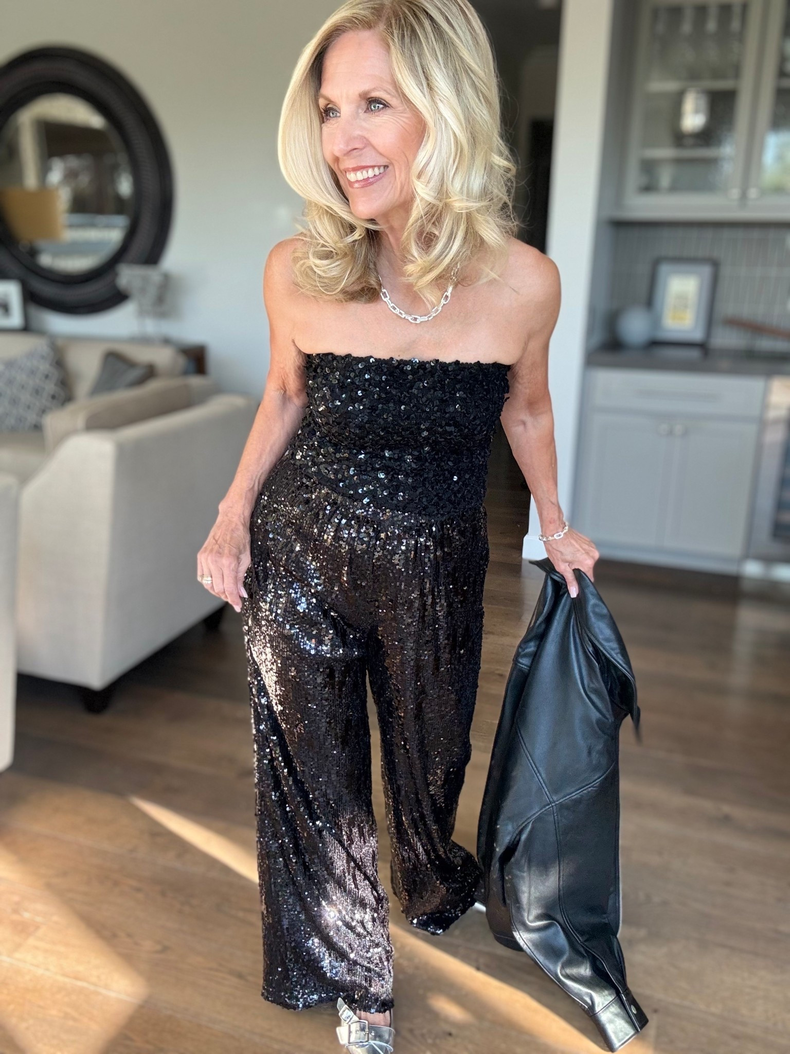 Here are my rules about sequins.

✨You can wear it short or long
✨With sleeves or a bandeau like this.
✨You can wear it day or night
✨The sequins doesn’t have to match exactly, (like this 2 pc.)
✨Sequins was never meant for just holiday parties.
✨You can wear a little or a lot.

There basically are no rules. And especially in fashion. At 69 I’m wearing what makes me sparkle from the inside out.

To all my sequins lovers, are there any rules you want to apply?

Follow me for more 50+ holiday style inspiration.

Jewelry - @_jennybird
Use Code DEBORAH10
Leather Jacket -  @onequince
Use Code INFG-25DEBORAHSORLIE10 for 10% off your first purchase

#LTKHoliday #LTKSeasonal #LTKOver40