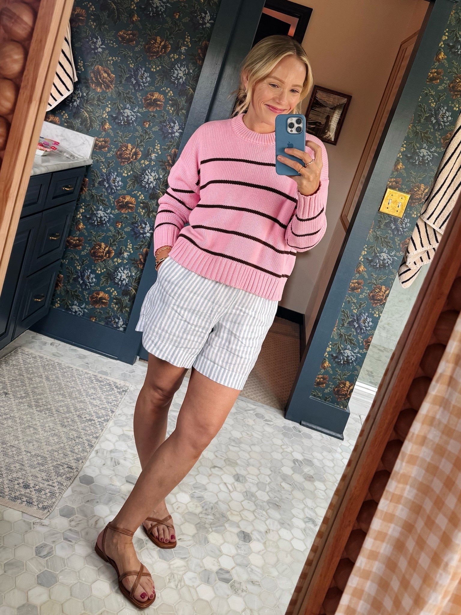Everyone’s favorite $50 cotton sweater perfect for cool summer mornings & late nights, wearing my regular size small in both the linen shorts too

#LTKootd #LTKmomlife #LTKSeasonal