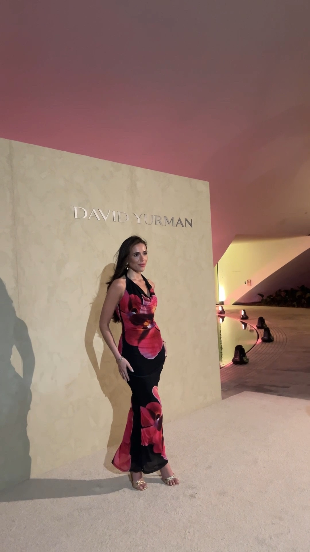 Miami party dress - long black flower dress 