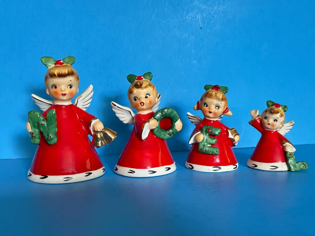 Vintage Napco NOEL Angel Bell Ornaments Christmas Japan Figurine Ceramic Lefton Norcrest Holt How... | Etsy (US)