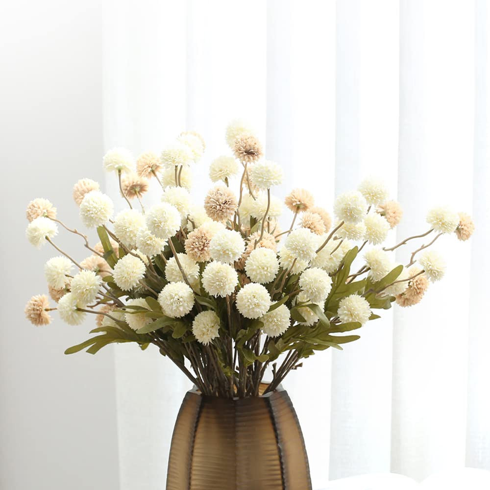 CAROKI 10 Pcs Faux Silk Dandelion Small Ball Flowers Plastic Flowers Artificial Plants or Home Garde | Amazon (US)