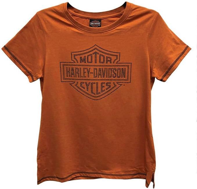 Harley-Davidson Women's Embellished B&S Short Sleeve Tee - Burnt Orange | Amazon (US)