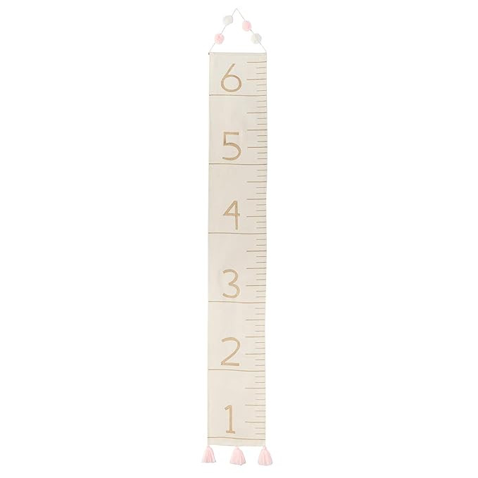 Mud Pie Arrow Milestone Growth Chart Canvas Off White, Pink Tassel | Amazon (US)