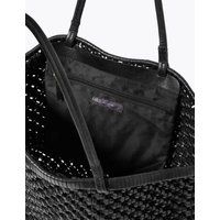 M&S Womens Leather Woven Tote Bag - Black, Black,Tan | Marks & Spencer (UK)