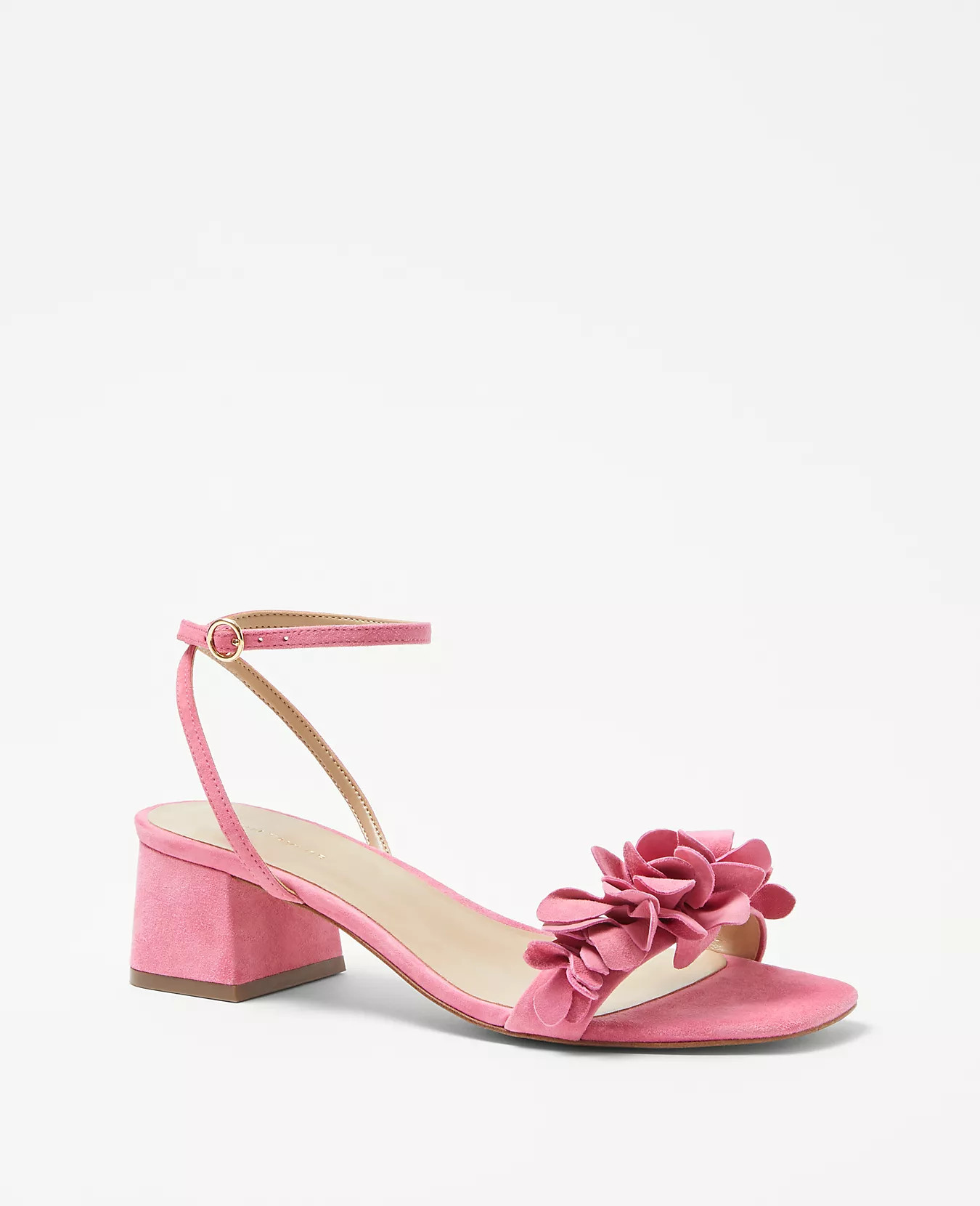 Petaled Suede Block Heel Sandals | Ann Taylor | Ann Taylor (US)