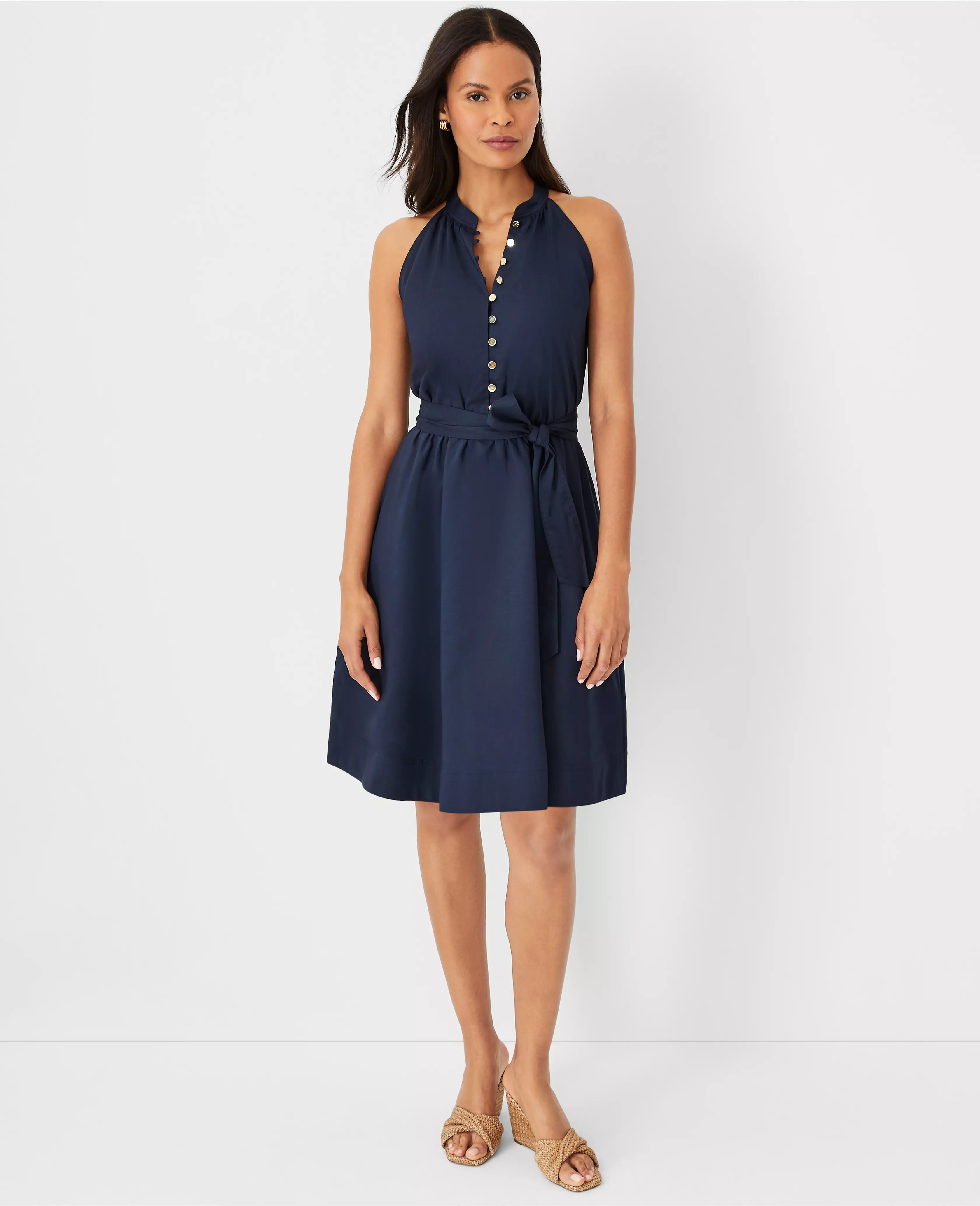 Halter Belted Flare Dress | Ann Taylor (US)