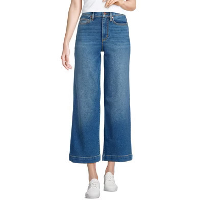 Lands' End Women's Recover Denim High Rise Wide Leg Crop Jeans - 2 - Indigo Tide Blue | Target