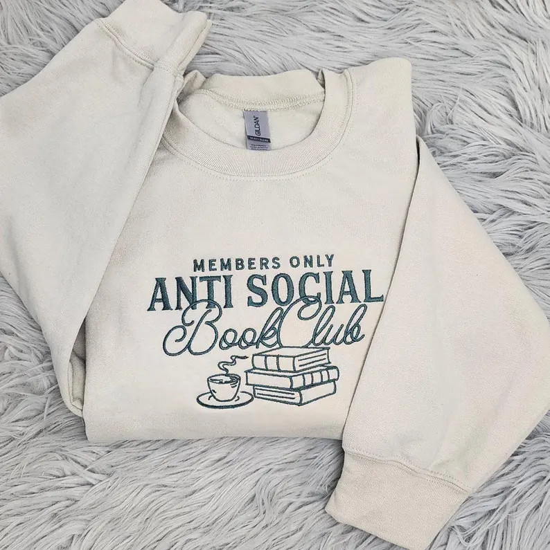 Anti Social Book Club Embroidered Crewneck Book Club Shirt Book Lover Crewneck Bookish Crewneck T... | Etsy (US)