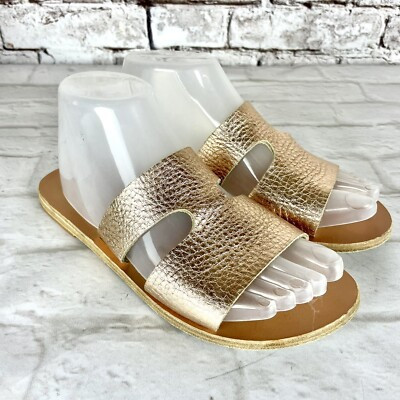 Ancient Greek Sandals APTEROS Metallic Leather Slides Rose Gold Pink 38  | eBay | eBay US