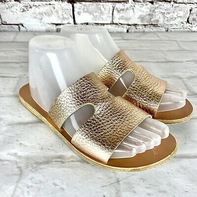Ancient Greek Sandals APTEROS Metallic Leather Slides Rose Gold Pink 38  | eBay | eBay US