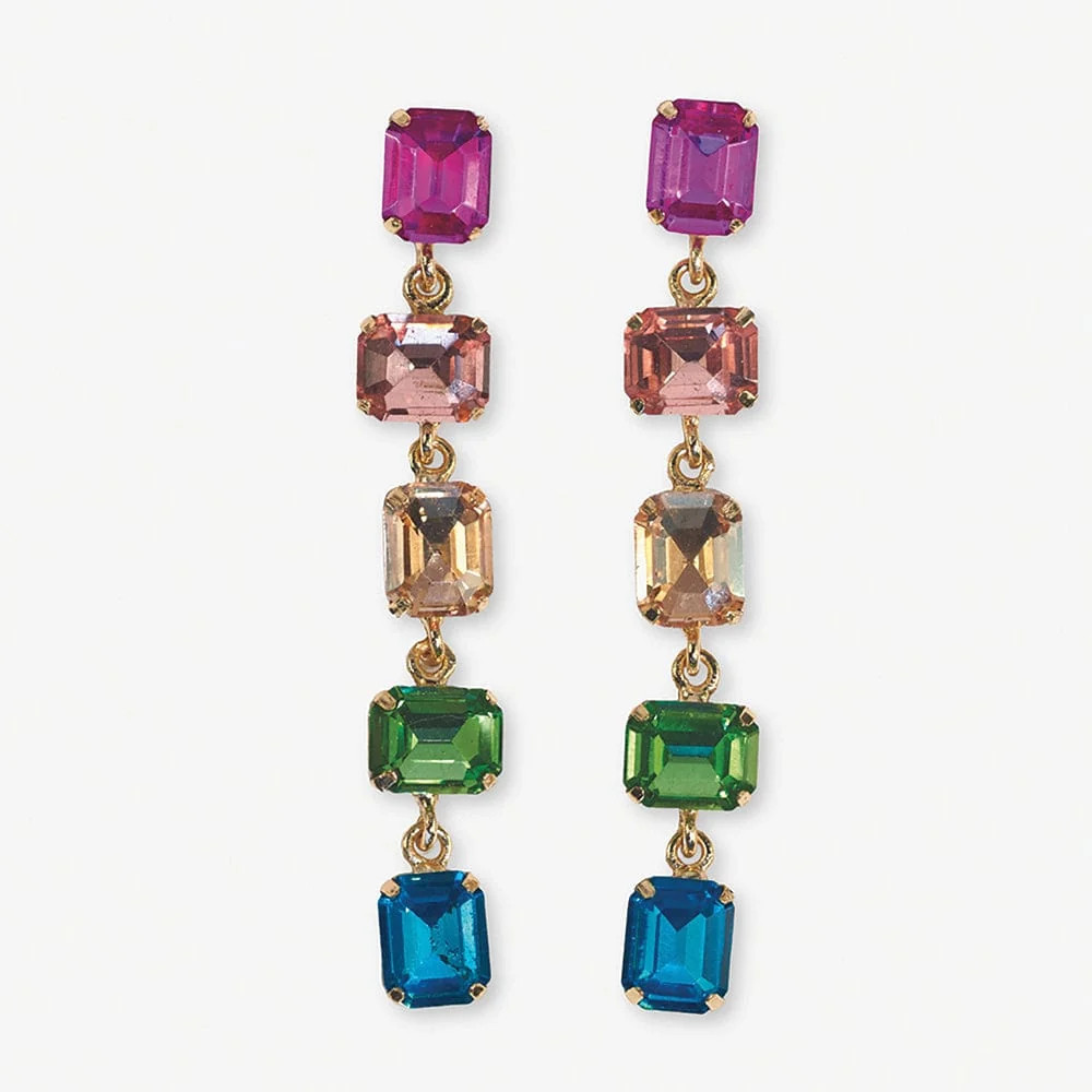 Priscilla 5-Tier Mixed Stones Drop Earrings Rainbow | INK+ALLOY