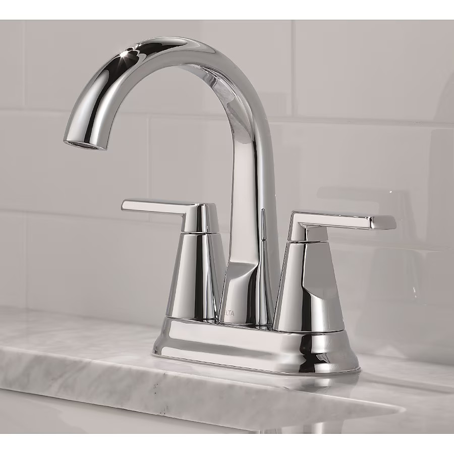 Delta Sparrow Chrome 4-in centerset 2-handle WaterSense Mid-arc Residential Handle Bathroom Sink ... | Lowe's