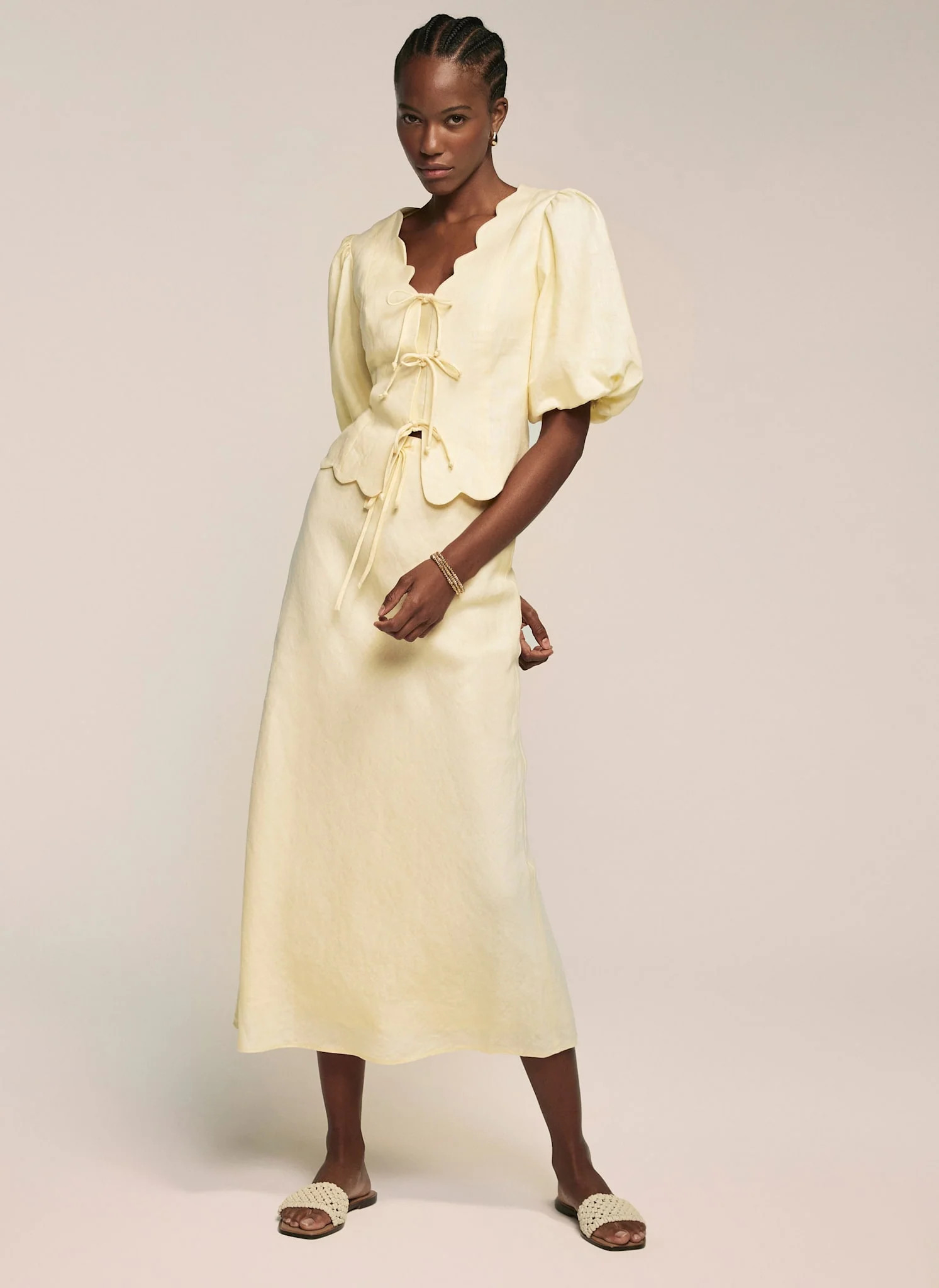 Yellow Linen Maxi Skirt | Mint Velvet