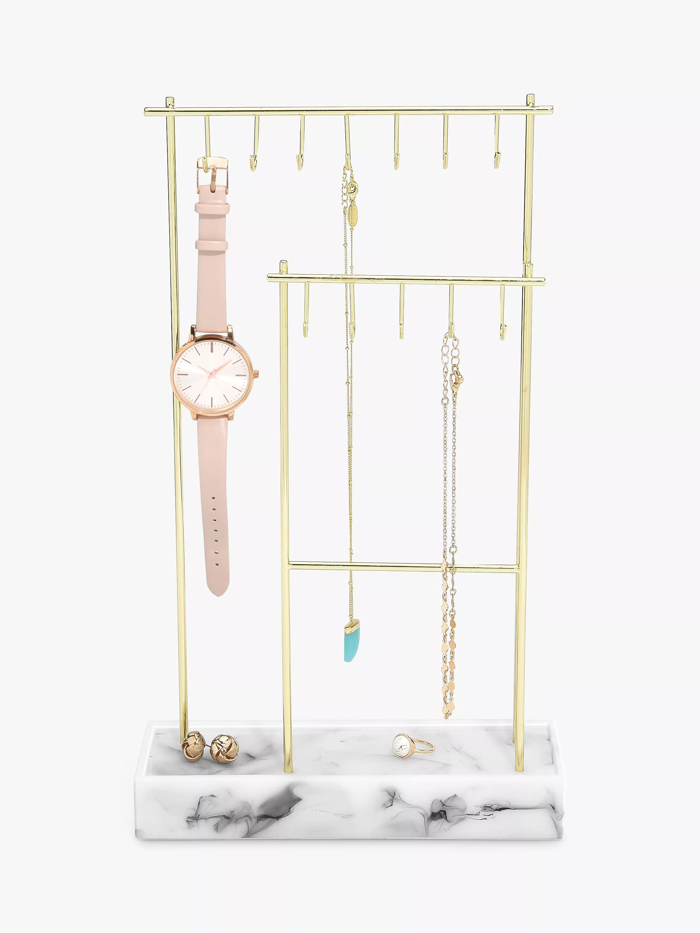 Stackers Marble Effect 12 Hook Jewellery Hanger, Rose Gold | John Lewis (UK)
