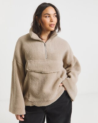 Native Youth Borg Zip Up Fleece With Bell Sleeve | Simply Be | Simply Be (UK)