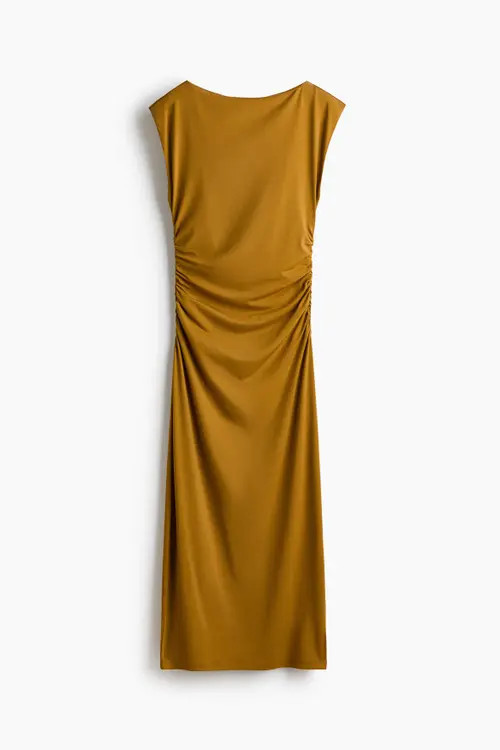 H&M Cap-sleeved Dress in Mustard Yellow at Nordstrom, Size Small | Nordstrom