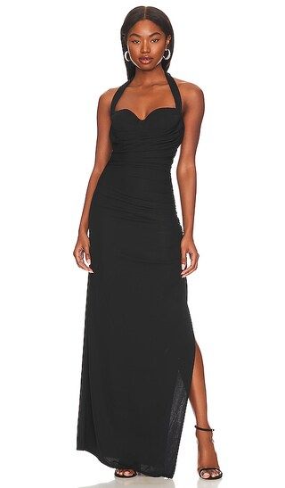 Naima Ruched Maxi Dress in Black | Revolve Clothing (Global)