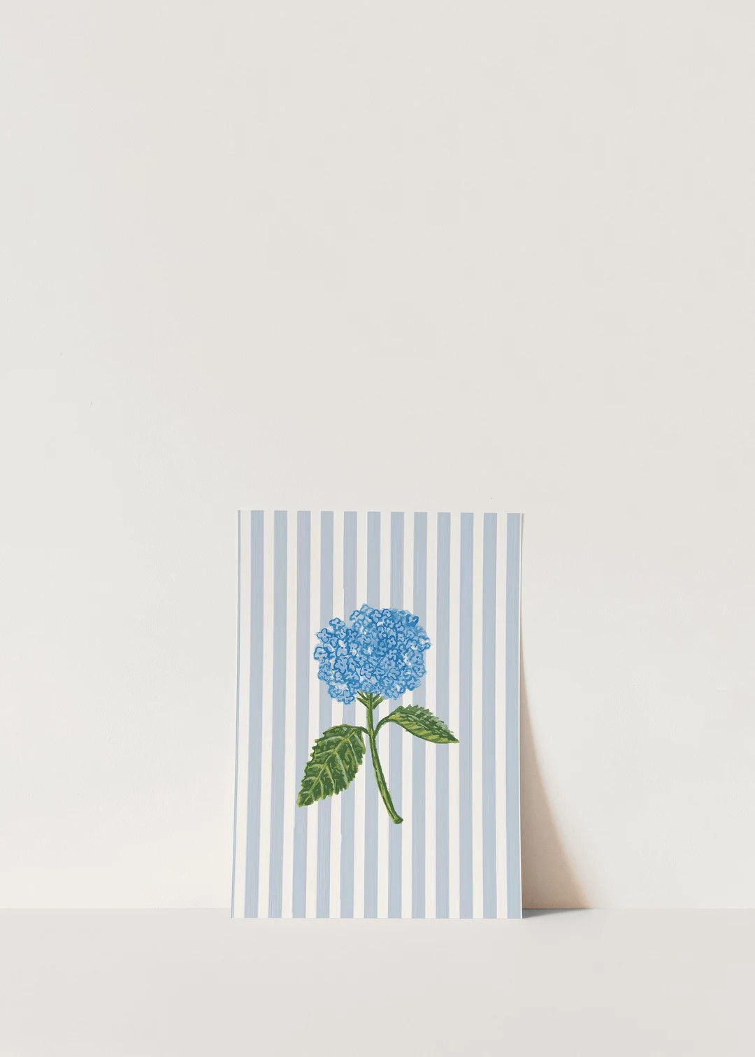 Striped Hydrangea Art Print Unframed Blue Floral Acrylic Painting Print Coastal Painting Nautical... | Etsy (US)