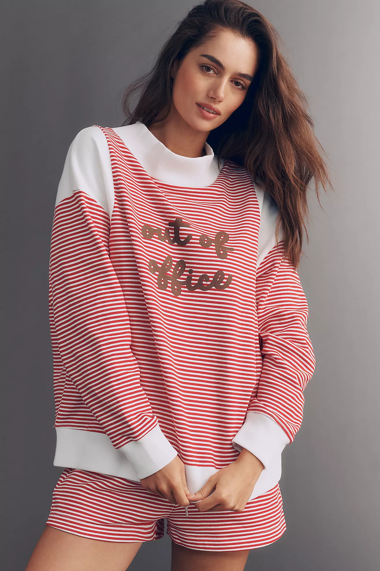Daily Practice Cotton Embroidered Mock-Neck Sweatshirt | Anthropologie (US)