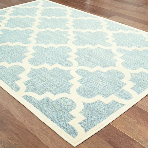 Vitelli Blue/ Ivory Indoor/Outdoor Rug | Wayfair North America