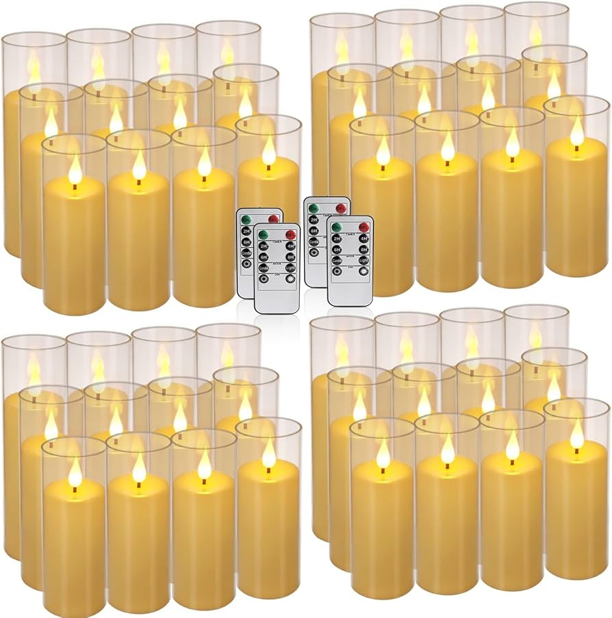 Flickering Flameless Candles Battery Operated with Remote and 2/4/6/8 H Timer Plexiglass Led Pill... | Amazon (US)