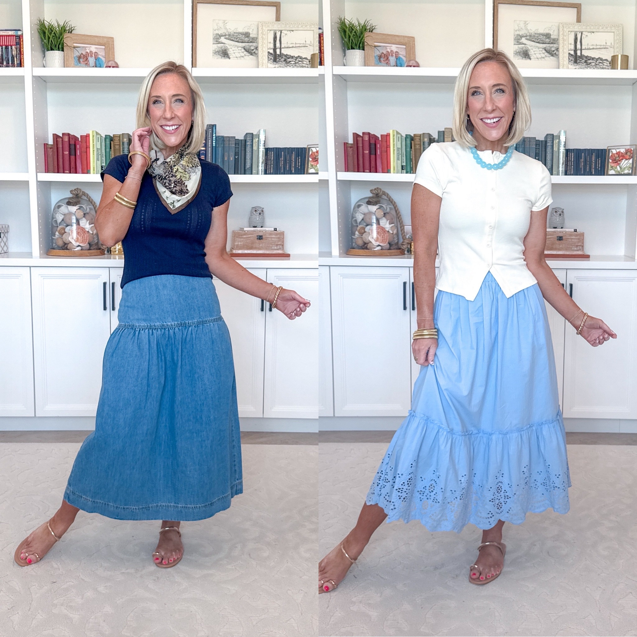Walmart - unboxing; all under $30. Drapey Denim Midi Skirt - size XS. $26.98. 2 colors. * Pointelle Mini Tee w/ Short Sleeves - size XS. $12. 6 colors. Eyelet Hem Midi Skirt - size accidentally got a Medium, but needs an XS. $24.98. 2 colors. 

 

#LTKSaleAlert #LTKOver40 #LTKSeasonal