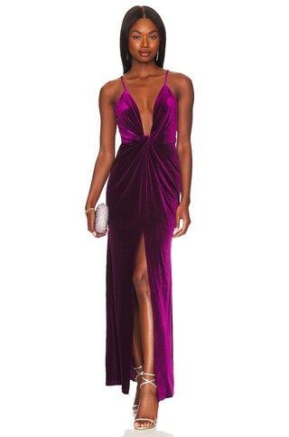 superdown Aurora Deep V Maxi Dress in Grape from Revolve.com | Revolve Clothing (Global)