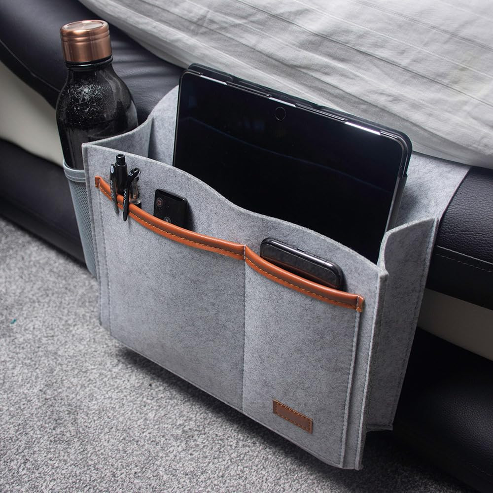 InGenious Felt Caddy Organiser - Large Capacity Bedside Storage Pocket, 3 Pocket Holder Store Rem... | Amazon (UK)