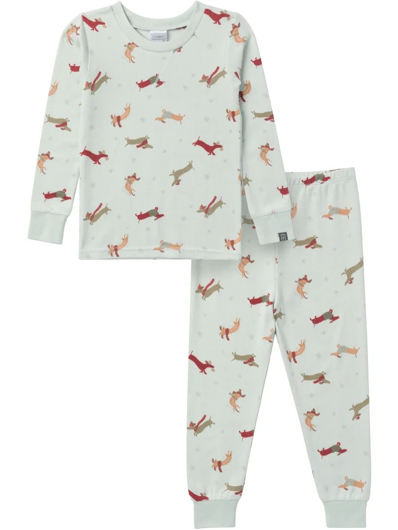 Modern Moments by Gerber Gender Neutral Tight Fitting Christmas Pajama Set, 2-Piece, Sizes 12 Mon... | Walmart (US)