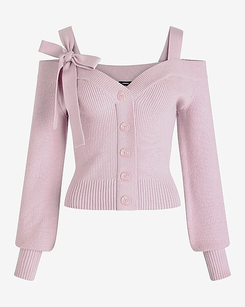 Off The Shoulder Tie Strap Cardigan | Express