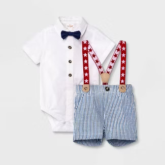 Baby Boys' 'Little Man' Star Suspender Set - Cat & Jack™ White 18M | Target