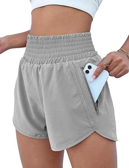 BMJL Women's Athletic Shorts High Waisted Running Shorts Pocket Sporty Shorts Gym Elastic Workout... | Amazon (US)